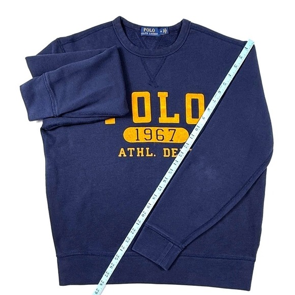 Polo Ralph Lauren Navy Yellow Logo Sweatshirt Size M Athletic Dept 1967 - Picture 5 of 8